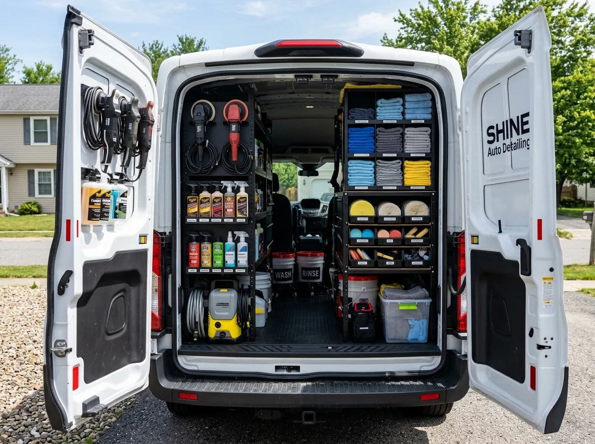 Fully-equipped mobile car detailing van on the Sunshine Coast